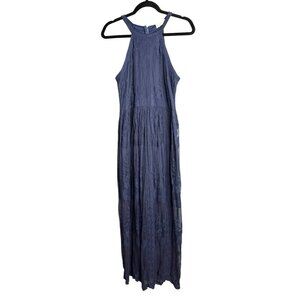 Altar'd State Women's Large Navy Maxi Sleeveless Halter Fully Lined Lace Dress